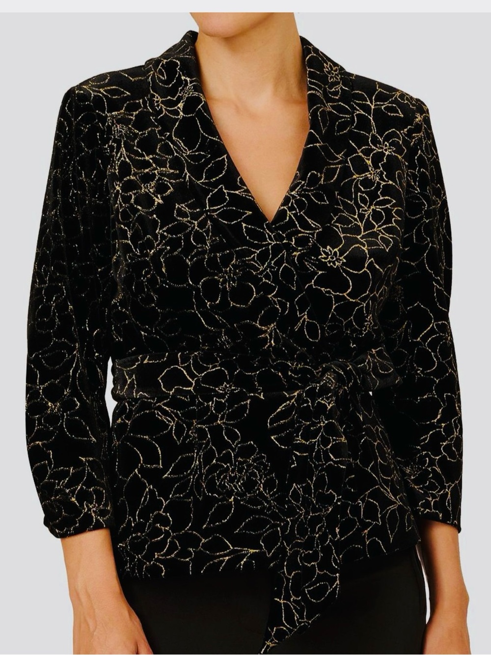 Adrianna Papell Women’s Black Glitter Velvet jacket 12/14